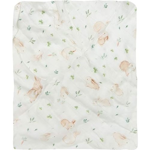 Loulou Lollipop Soft Baby Swaddle Blanket Muslin Wrap Receiving Blanket for Newborn to Toddler Girl and Boy, Large 47” by 47” - Bunny Meadow…