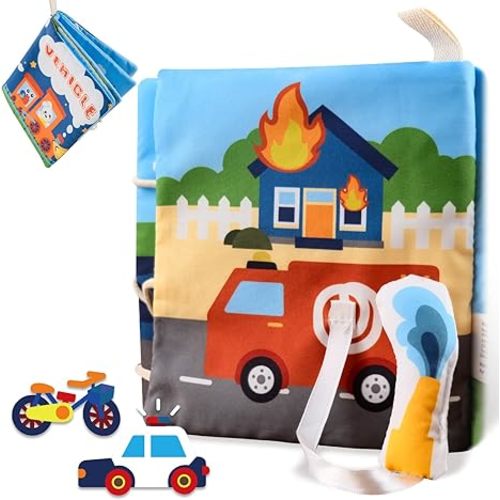 Richgv Baby Books 0-6 Months with Dino Plush Toy Baby Boy Gifts Baby Toys