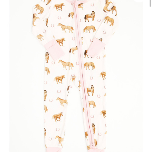 Angel Dear Infant Girls' Horse Print Footie Onesie