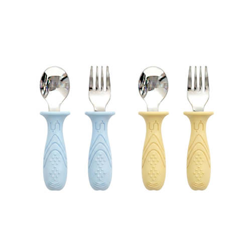 Stainless Steel Self Feeding Utensils - 4 Pack | Toddler Friendly – Tots Ground