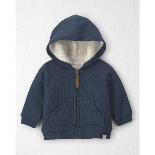 Baby Boy Recycled Teddy Fleece Waffle Knit Hooded Jacket Made with Organic Cotton - Little Planet | Carter's