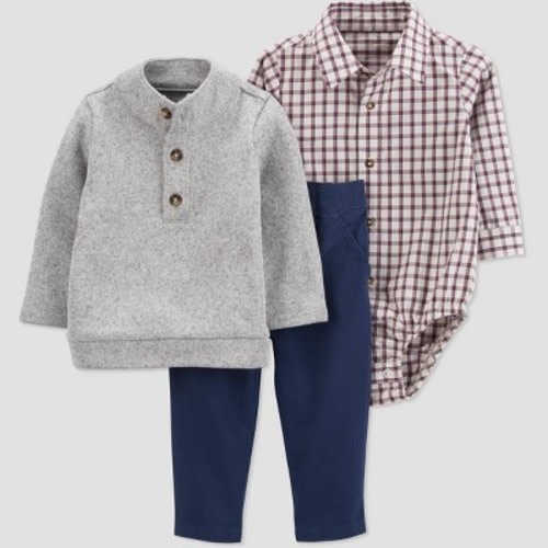 Carter's Just One You®️ Baby Boys' Plaid Top & Bottom Set - Cream, Size: 9M