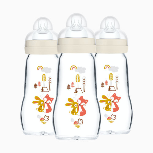 MAM Feel Good Medium Flow Premium Glass Bottle (3 Pack) - 9oz