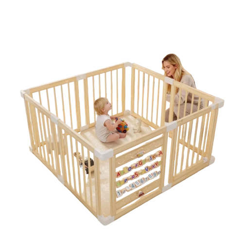 Babyeap Foldable Wooden Baby Playpen, 71"x47"