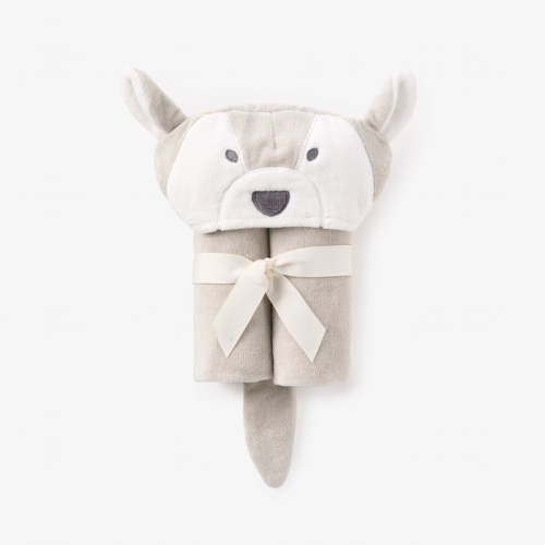 Gray Wolf Hooded Baby Bath Wrap GRAY / O/S