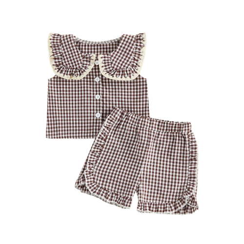 Loicainy Baby Toddler Girl Summer Outfits Plaid Clothes Set 6 12 18 24 Months 2T 3T 4T Sleeveless Print Tops + Shorts