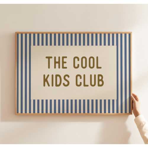 Cool Kids Club Sign Striped Wall Art for Kids Room Decor Modern Nursery Art Siblings Room Striped Kids Room Printable Playroom Wall Art