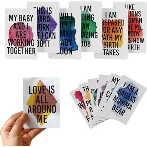 16 Positive Birthing Affirmation Cards for Moms, 4x6 Inches, Rounded Corners, Durable Cardstock, Colorful Handmade Doula Deck - Labor & Delivery Essentials, Gift for Pregnant Women, Mothers
