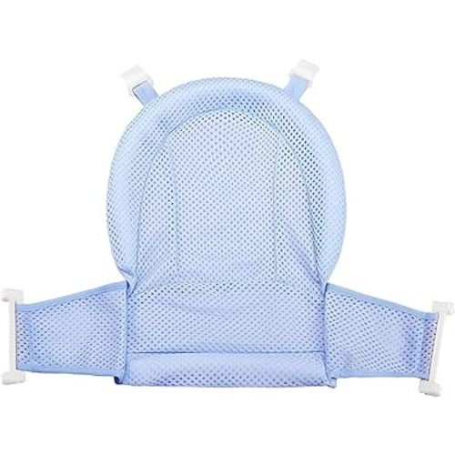 Universal Adjustable Baby Bath Tube Support Mesh Net Soft Breathable Infants Shower Pad 4-Points Anti-Slip Bathtub Seat with Sponge Cushion for Toddlers Age 0-36 Months, Blue, One Size