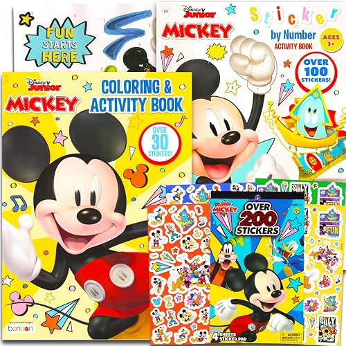 Mickey Mouse Coloring Books for Toddlers, Kids - 2pk Bundle with Stickers