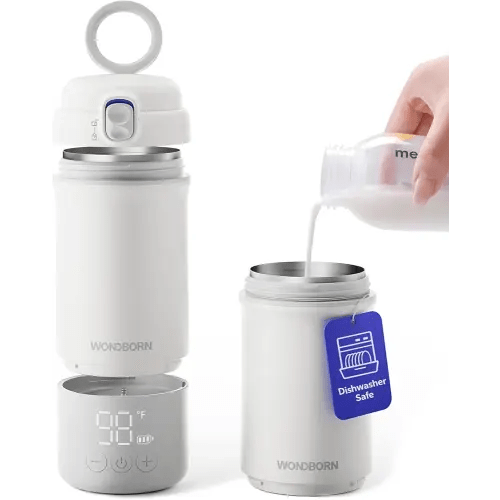 Portable Bottle Warmer for Travel - Instant Heating, Dishwasher Safe, 1°F Precise Temp Control, 30W Fast Charge, Long Battery Life, 17 Oz Capacity, Baby Milk Warmer for Breastmilk & Formula