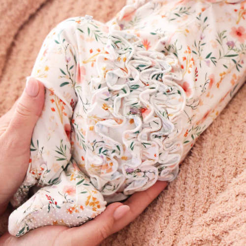 Winnie's Wildflowers Ruffle Zipper Footie | Caden Lane
