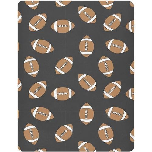 Pfrewn Crib Sheets for Boys Girls American Football Ball Fitted Crib Sheet Fits Standard Crib Mattress Pads Stretch Soft Toddler Baby Sheet,52x28IN