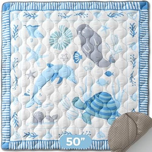 Momcozy Baby Play Mat, 50x50 Foldable Waterproof Floor Mat, Ocean