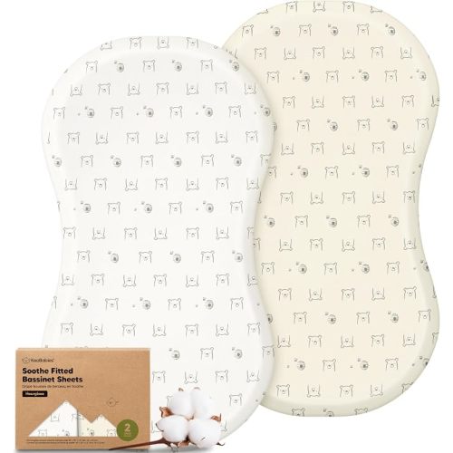 2pk Organic Bassinet Sheets, Compatible with Halo Bassinest (Bumble Bear)