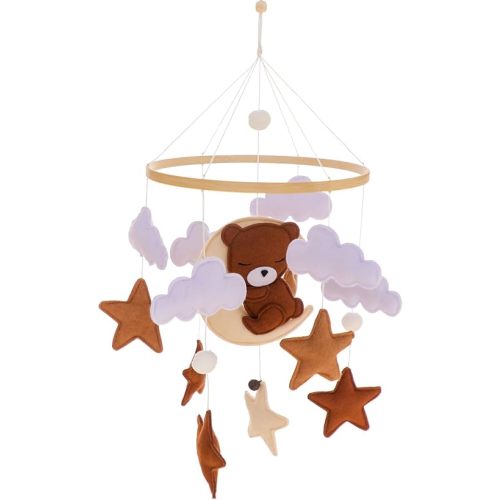 Baby Mobile for Crib - Animal Crib Mobile With Music for Girls and Boys, Wooden Bed Bell Hanging, Nursery Mobile for Bassinet Room Decor (Bear)