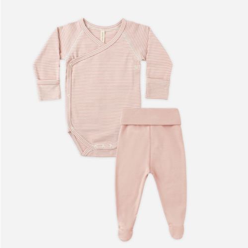 Side Snap Bodysuit + Pant Set || Rose Micro Stripe – Quincy Mae