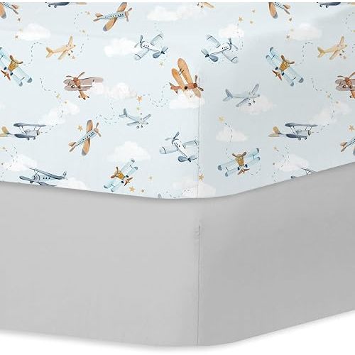 Little Grape Land Crib Sheets for Boys and Girls, 2pk Baby Crib Fitted Sheet for Standard Size Crib and Toddler Mattress, Super Soft Baby Sheet