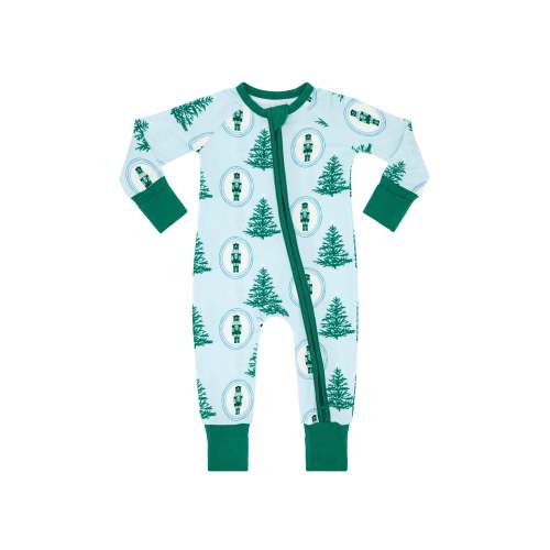 Green Nutcracker Zipper Romper