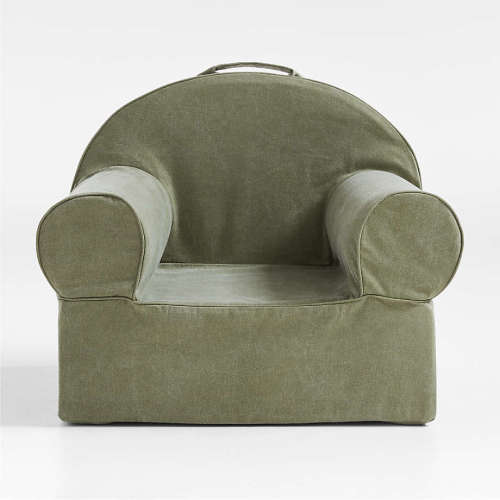 Organic Cotton Kids Lounge Nod Chair - cypress green, chair with cover, large, non-personalized