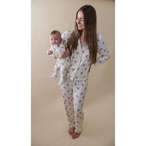 Women's Bamboo PJ Long Sleeve (Teddy Stripe)