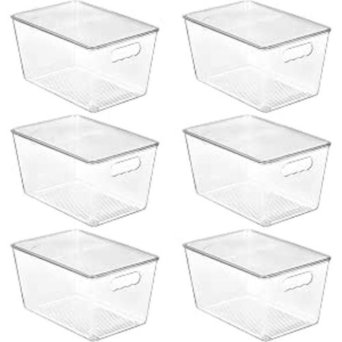 Vtopmart 6 Pack Clear Stackable Storage Bins with Lids and Handles, Large