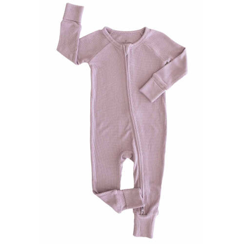 Embroidered Bamboo Waffle Convertible Zip Romper | Amethyst
