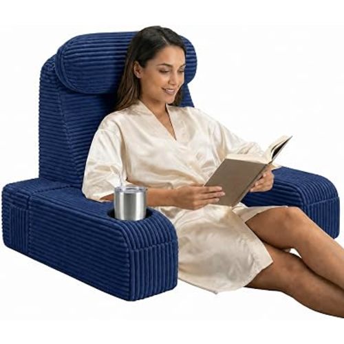 Reading Pillow/Backrest Pillow with Arms, Cup Holder & Phone Pocket