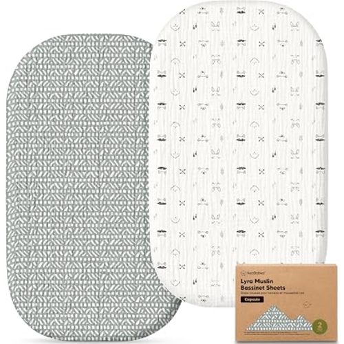 2pk Muslin Baby Bassinet Sheets Girls Boys 33x20 (Nordic, Oval Capsule)