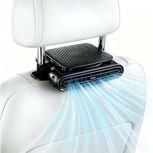 ElfTrip Car Seat Fan with Dual Air Outlets, Corded USB Car Fans for Backseat for Kids for Driver Passenger, Stronger 3 Speeds, Forward/Backward Airflow, Fits in Most Car SUV Trucks(1 Pack No Battery)