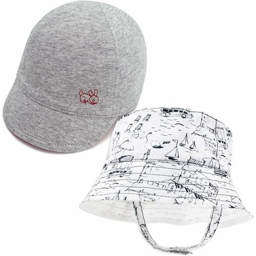 Keepersheep Baby Reversible Baseball Cap Infant Sun Hat, Cotton Knit Soft Brim for Infant Toddler, Summer Outdoor Unisex