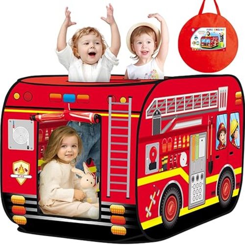 Fire Truck Pop Up Tent Kids Toddler Indoor Outdoor Playhouse Toy | Play Tents for Toddlers 3-5, Indoor Outdoor Playhouse Toy, Easy Setup, Portable Foldable, Toys for 3 + Year Old