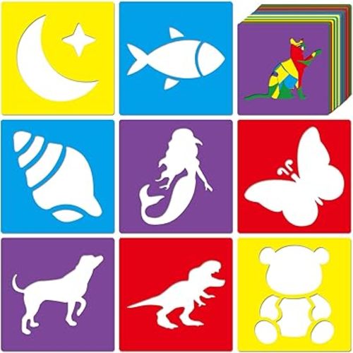 24 Pcs Stencils for Kids for Painting 5" Outdoor Sidewalk Chalk Garden