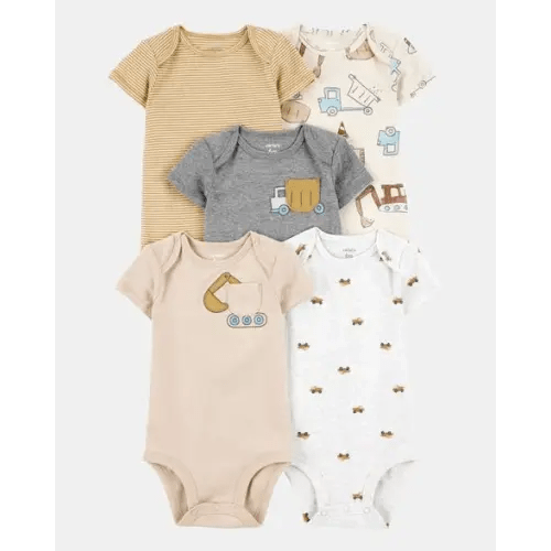 Baby Boy 5-Pack Construction Short-Sleeve Cotton Bodysuits | Carter's (NB or 3 months)