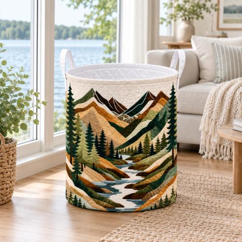 Mountain Laundry Basket, Forest Nursery Hamper, Woodland Storage Bin, Adventure Baby Room Decor, Nature Nursery Organizer, Baby Shower Gift