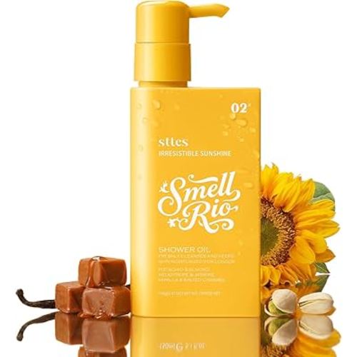 Sttes Shower Oil 02# (Irresistible Sunshine) 5.47 oz – Moisturizing Body Wash with Pistachio, Almond, Vanilla & Salted Caramel, Natural Plant Oils, No Mineral Oil, Parabens or Phthalates