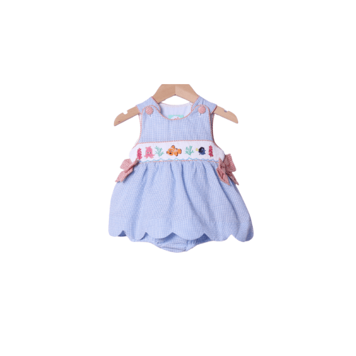 Smocked Sea Friends Seersucker SkirtedBubble