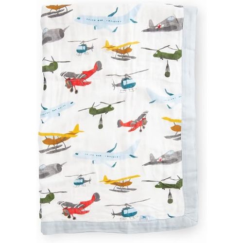 Little Unicorn Air Show Deluxe Muslin Quilt | 100% Rayon Muslin from Bamboo | Super Soft Blanket | Babies and Toddlers | 30" x 40" | Machine Washable