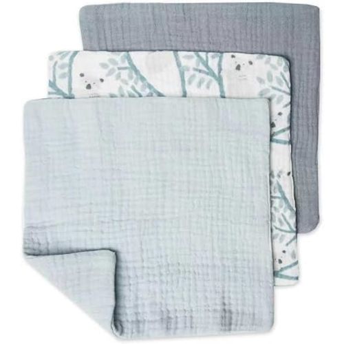 Love to Dream Muslin Baby Washcloth 3 Pack, 100% Organic Cotton, Highly Absorbent & Quick Drying Multi-Layer Infant Face Cloths, Eco-Friendly, White Year of the Horse, 10" x 10