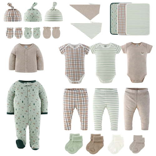 The Peanutshell Baby Boy Layette Gift Set, Hibernation Please Baby Clothes with Bibs, 0-3 Months, 23 Piece Set