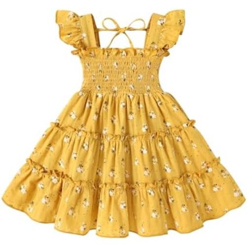 YOUNGER TREE Toddler Girl Dress Kids Sleeveless Ruffle Dresses for Girls Summer Outfits Beach Sundress