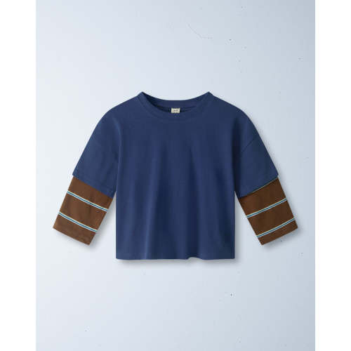 double trouble layered tee | lapis blue + chocolate