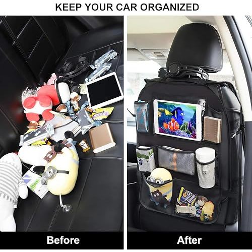 ONE PIX Backseat Car Organizer Mats Back Seat Organizers and Storage Bag with Touch Screen Tablet Holder for Kids Toddlers Car Seats, Travel Accessories, Road Trip Essentials Kids