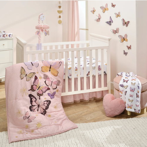 Butterfly Dreams Pink/Gold 3-Piece Nursery Baby Crib Bedding Set – Lambs & Ivy