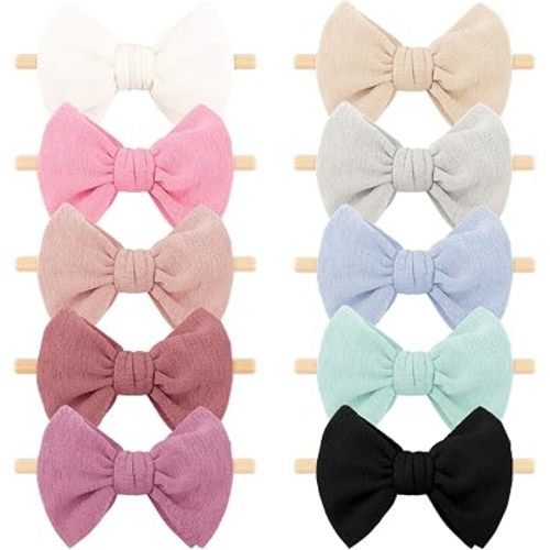 Baby Girl Headbands with Bows Soft Nylon Newborn Toddler Hairbands Handmade Baby Hair Accessories for Infant Girls Kids