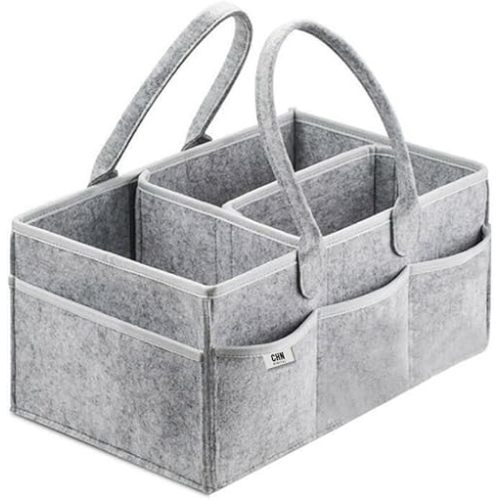 Diaper Caddy Organizer | Portable Nursery Storage Container | Stacker | Car Organizer for Diapers and Baby Wipes | Baby Diaper Basket with Handle