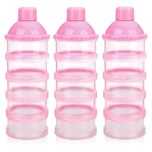 Accmor Formula Dispenser On The Go, 5 Compartments Stackable Formula Container for Travel, Baby Milk Powder Kids Snack Container, BPA Free