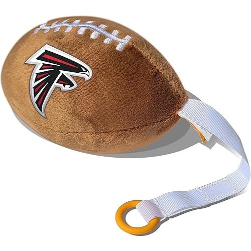 Atlanta Falcons Plush Football Pacifier Holder by Smilo - Officially Licensed NFL Soother Holder - Soft Plush Toy and Dummy Holder - Fits Any Pacifier - Stroller Accessory & Newborn Essential