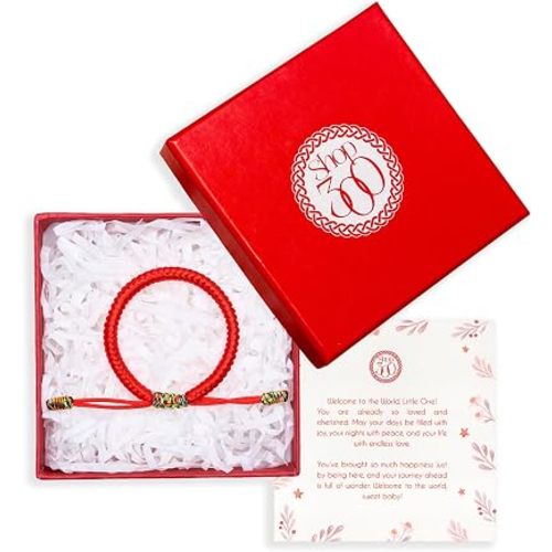 Baby Red String Bracelet (0–24 Months) – Handmade Blessing Bracelet with Gift Box & Card | Baby Shower, Newborn, First Birthday Keepsake Gift