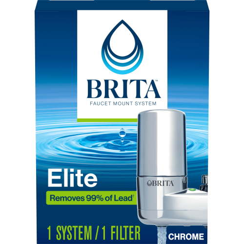 Brita Elite Water Filtration Faucet Mount System, Chrome, Includes 1 Filter